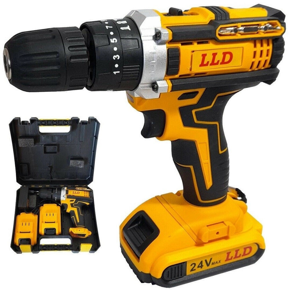 Trade Shop - Trapano Avvitatore A Percussione 24v Doppia Batteria A Litio + Valigetta Dw24i -