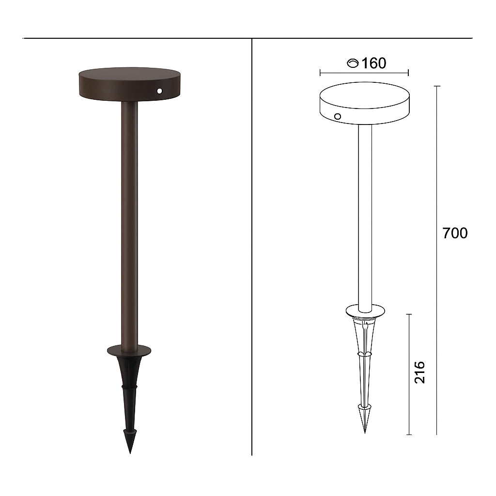 SYRIO Lampione Solare da Giardino h. 50 - IP65 Con Pannello Integrato e Sensore di movimento in colore ANTRACITE
