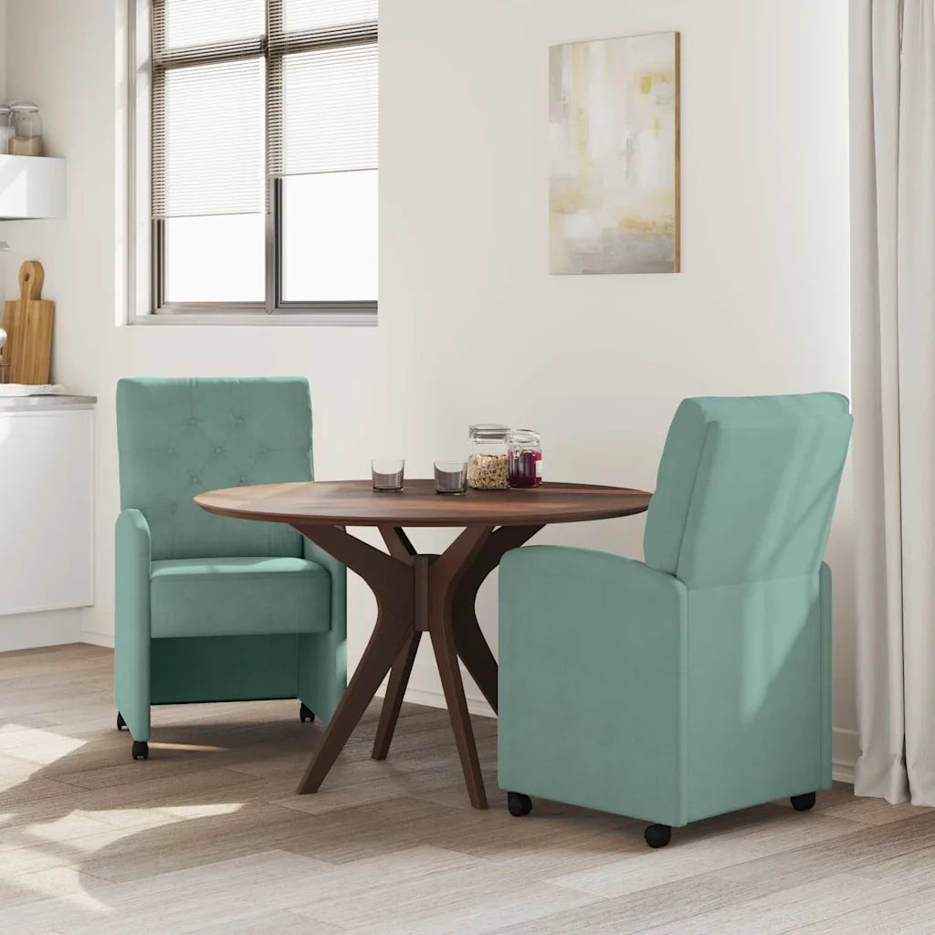 Sedie da Pranzo con Ruote 2 pcs verde mare 58 x 67 x 97 cm 42017874