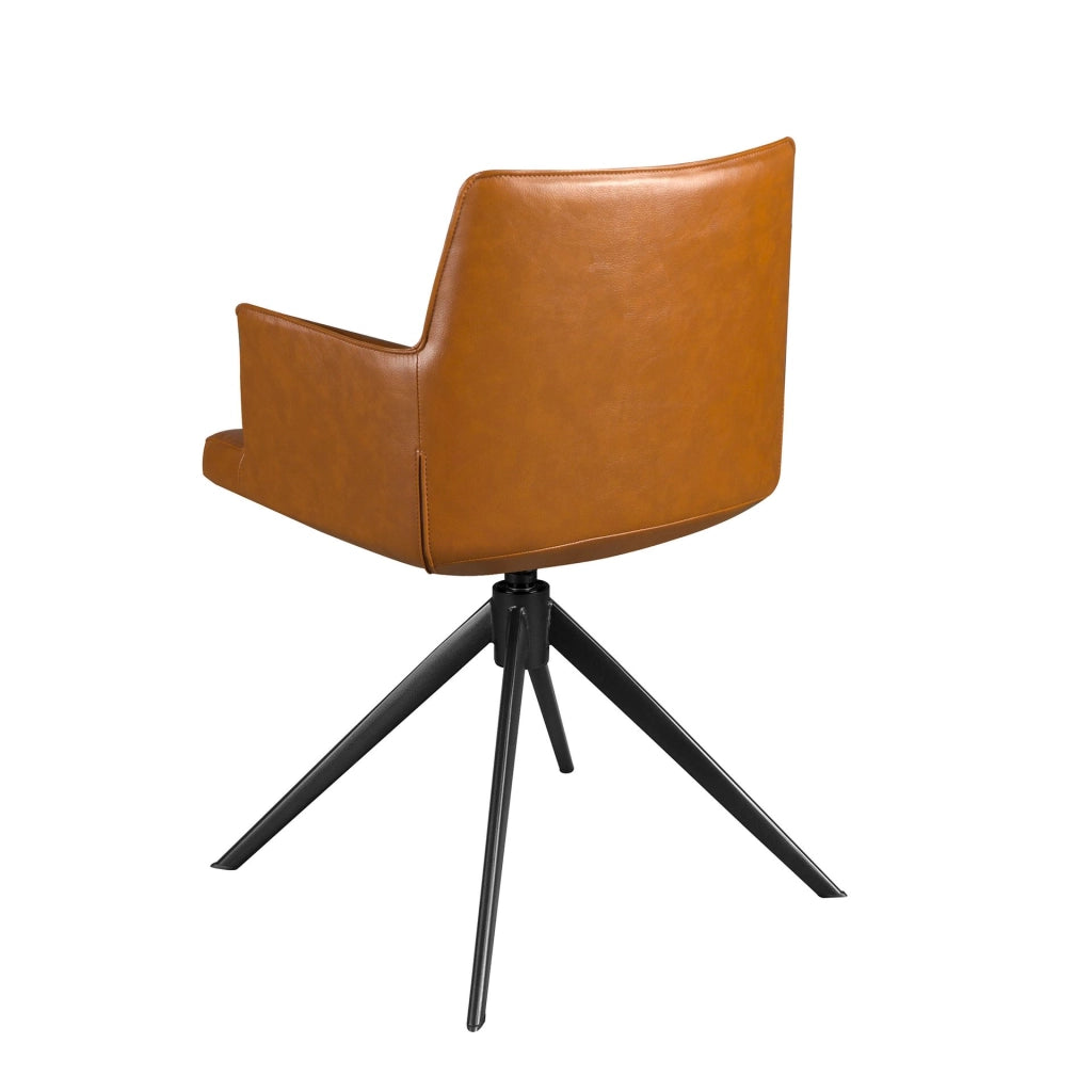 Sedia girevole in similpelle marrone cognac