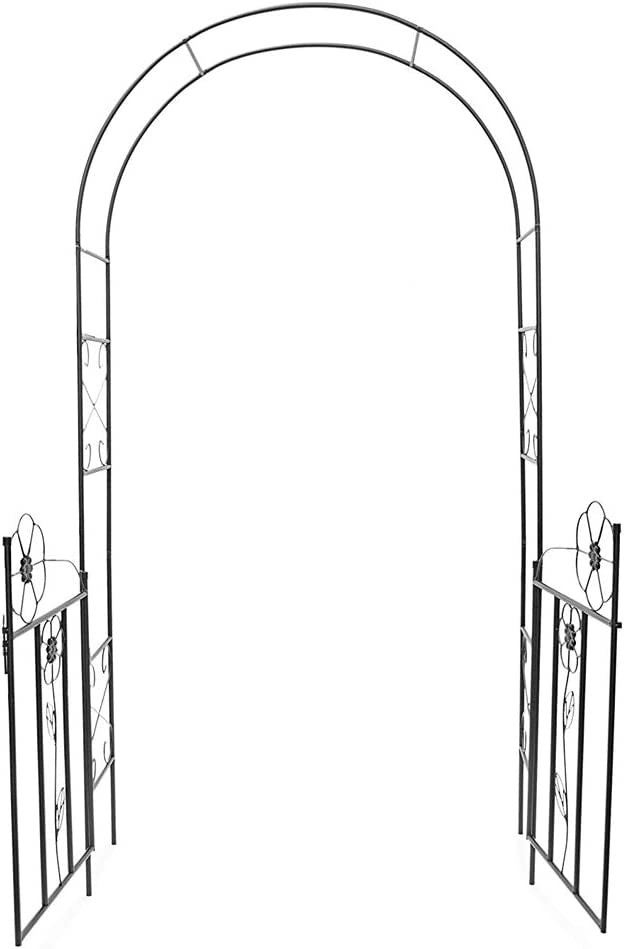 Arco da Giardino per Piante Rampicanti Rose con Cancello Battente in ferro 228cm