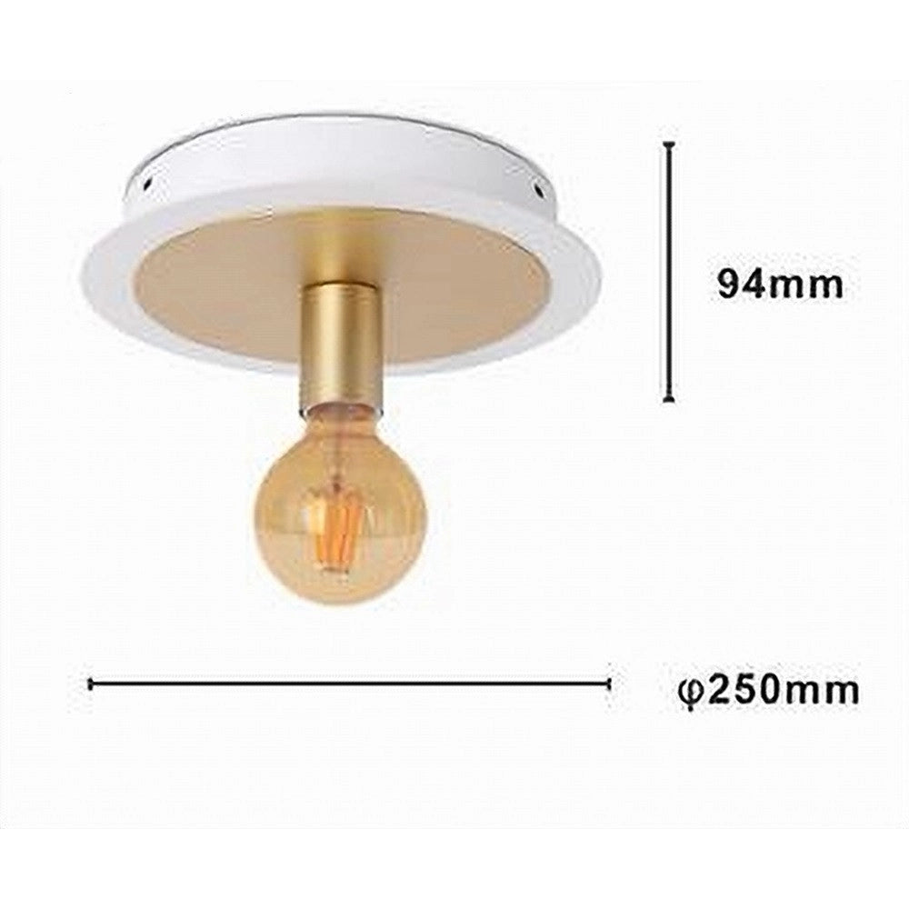 Trade Shop - Plafoniera Da Soffitto In Metallo Oro Bianco Con Luce Lampada Attacco E27 32651 -