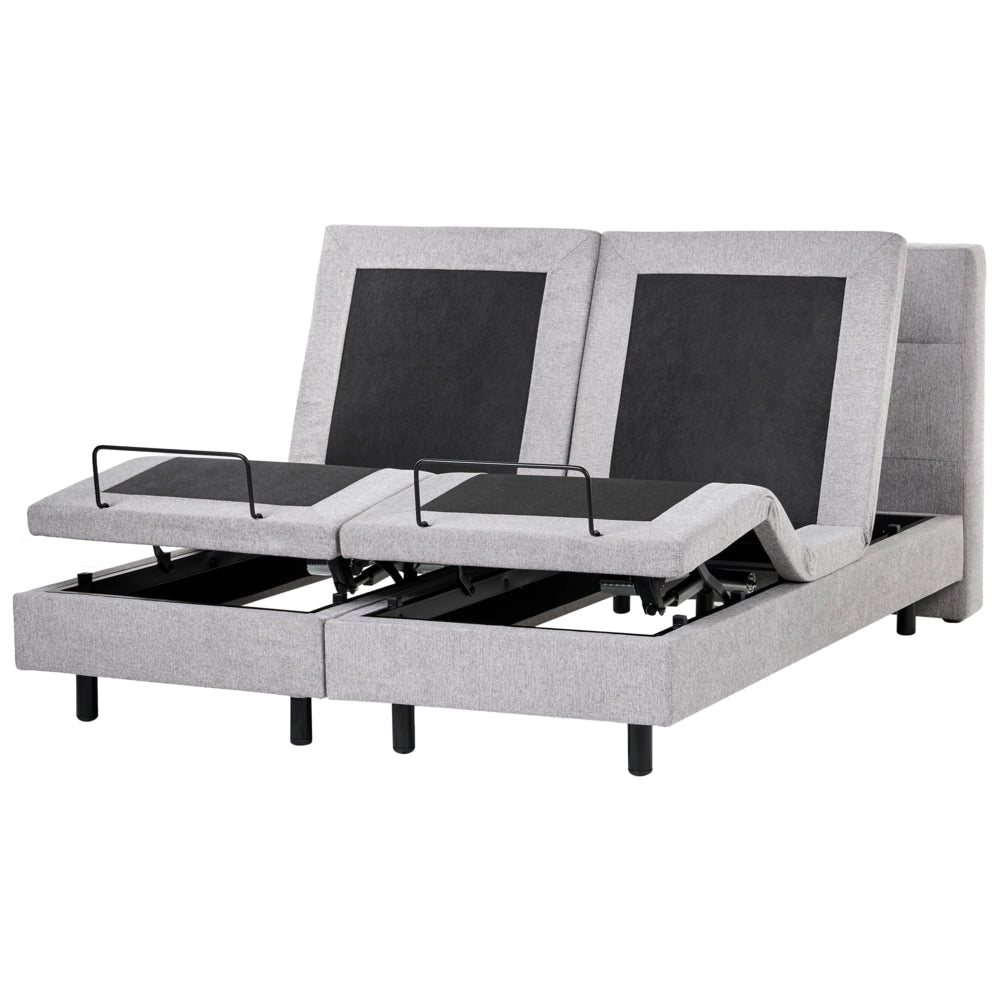 Letto matrimoniale Tessuto grigio chiaro Elettrico 160 x 200 cm regolabile tramite telecomando Rivestimento in ciniglia