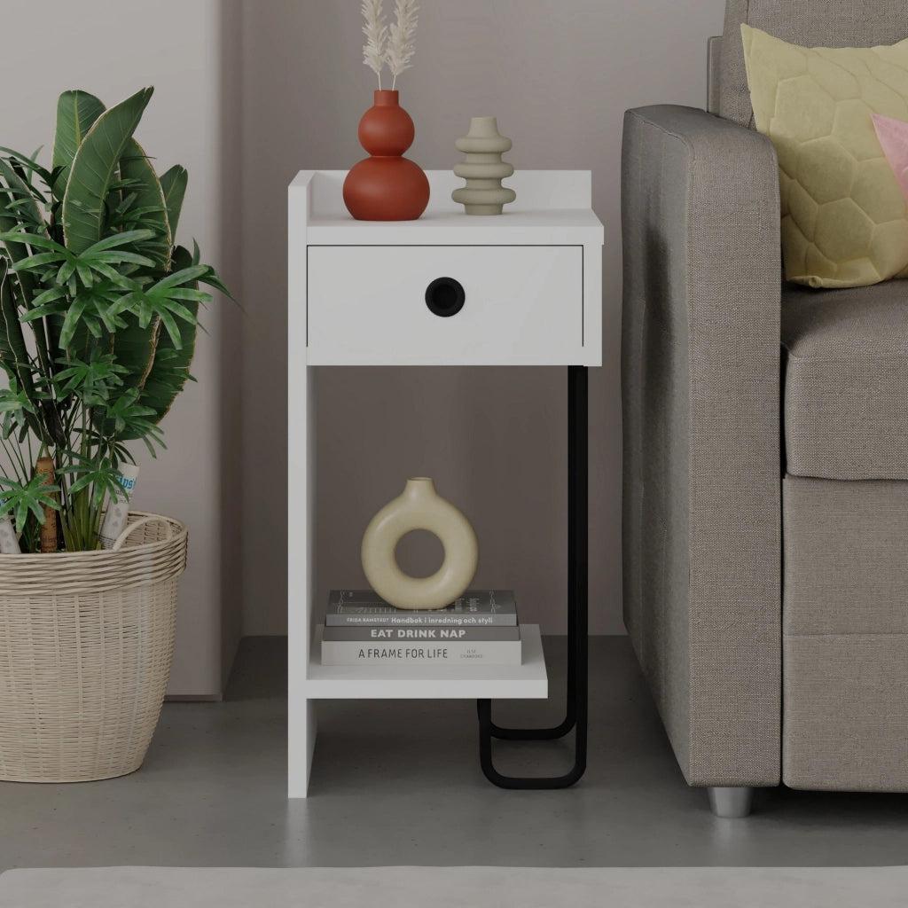 Comodino in legno "Sirius" - 32 x 30 x 61 cm - Bianco
