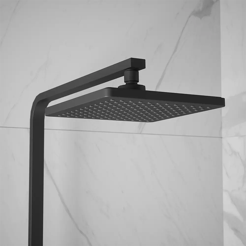 Colonna doccia termostatica soffione slim 20x20 cm finitura nero opaco | Serio