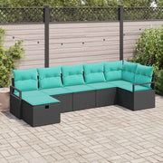 Set di divani con cuscino 7 pcs Nero e Turchese polyrattan 3359205