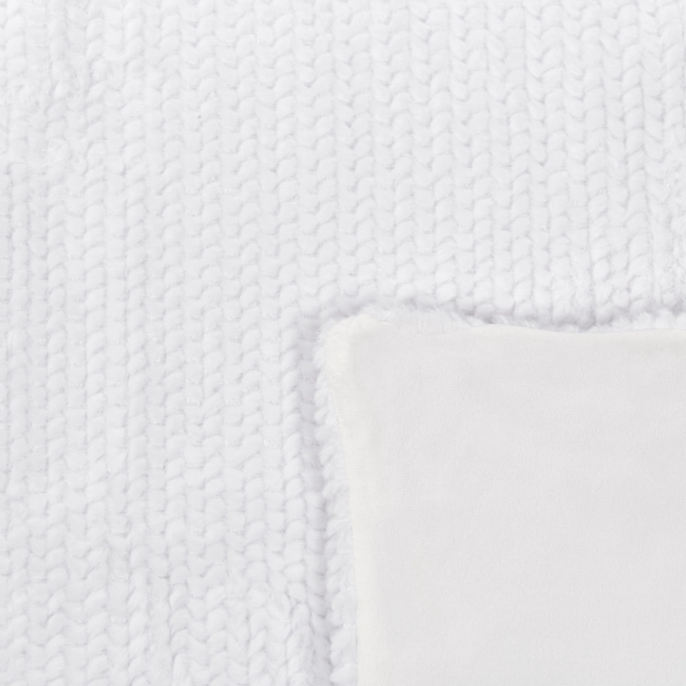 Coperta bianca in poliestere 200 x 220 cm copriletto decorativo in morbida pelliccia plaid