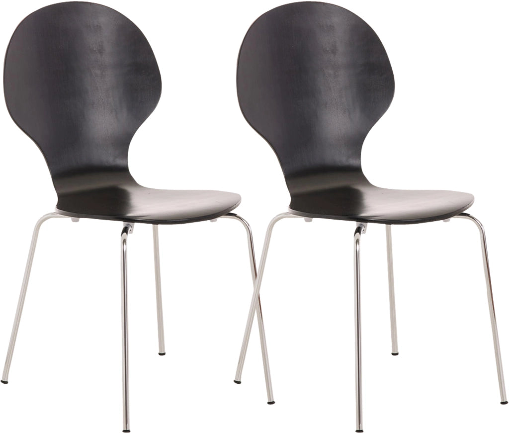 Set 2x Sedie Impilabili Diego in Legno Robusto nero