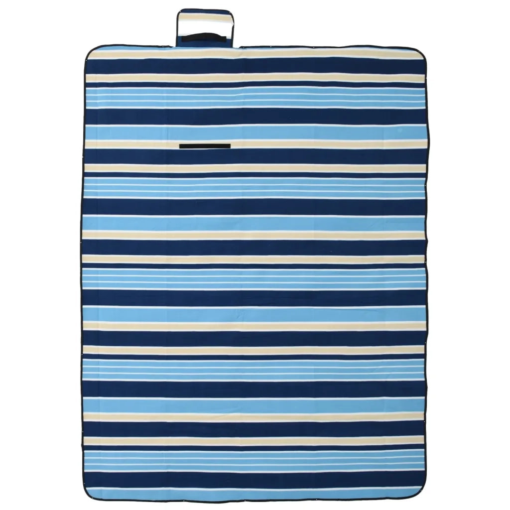 Tovaglia Picnic Pieghevole Onde Blu e Bianco 200x150 cm Velluto CFW3221982