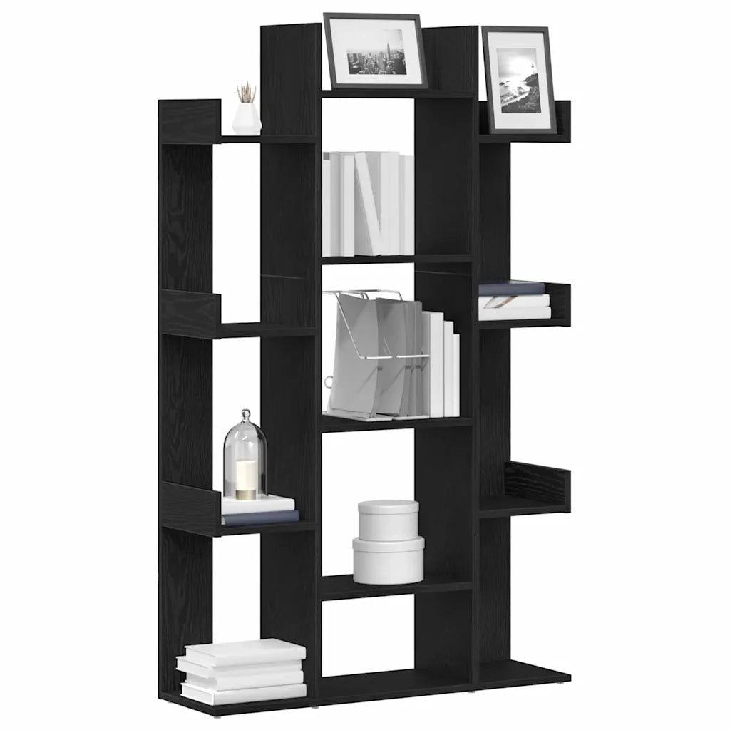 Libreria-Scaffale per Libri-Mobile di Stoccaggio Rovere Nero 86 x 25,5 x 140 cm Legno multistrato