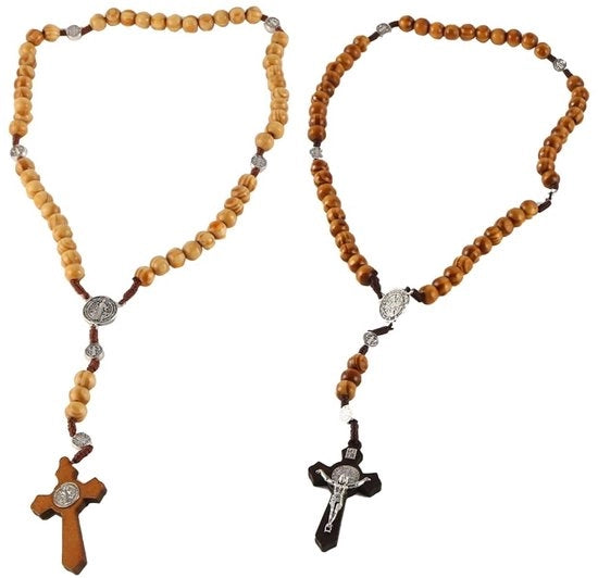 Catena di preghiera in legno - 2 pezzi - Catena per preghiera - Collana per preghiera - Adatta per Uomini/Donne - 44 cm di lunghezza - Catena per preghiera in legno