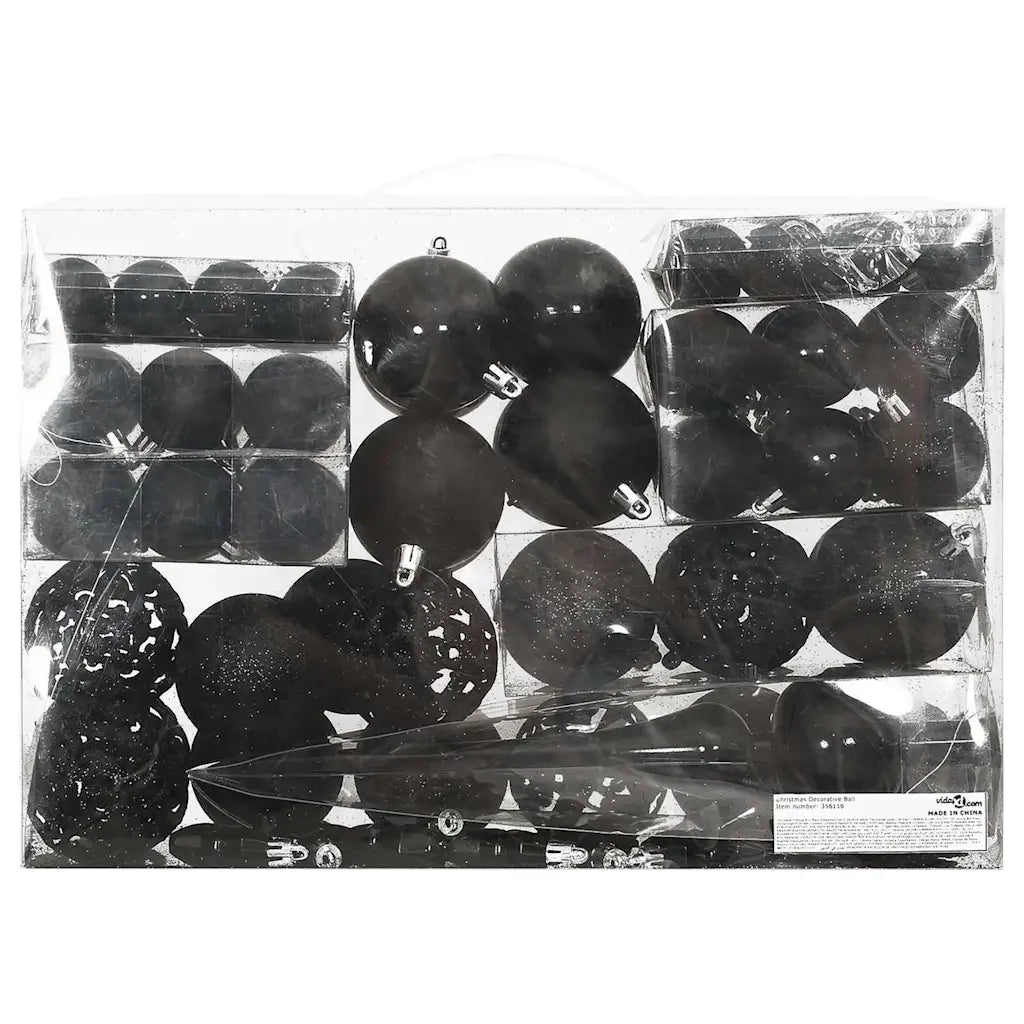 Set Palline di Natale 111 pz-Decorazioni natalizie Nero in Polistirene