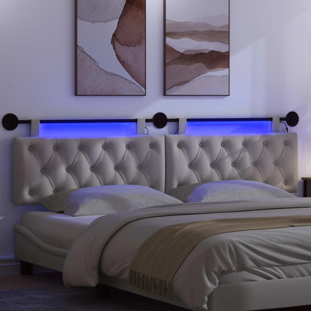 Testiera sospesa Con luce LED Grigio Nuvola Tessuto