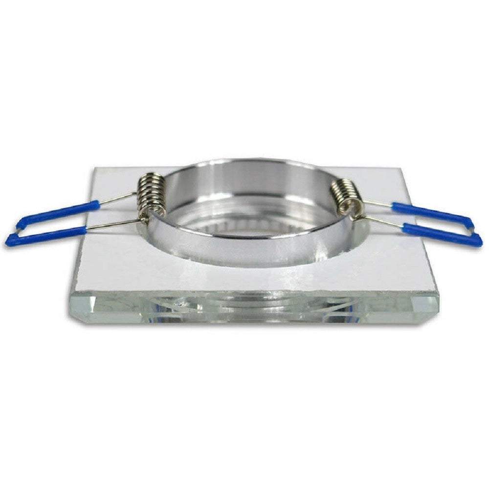 Trade Shop - Portafaretto Incasso Per Faretto Quadrato P16 Vetro Glitterato Bianco Argento Oro - Argento