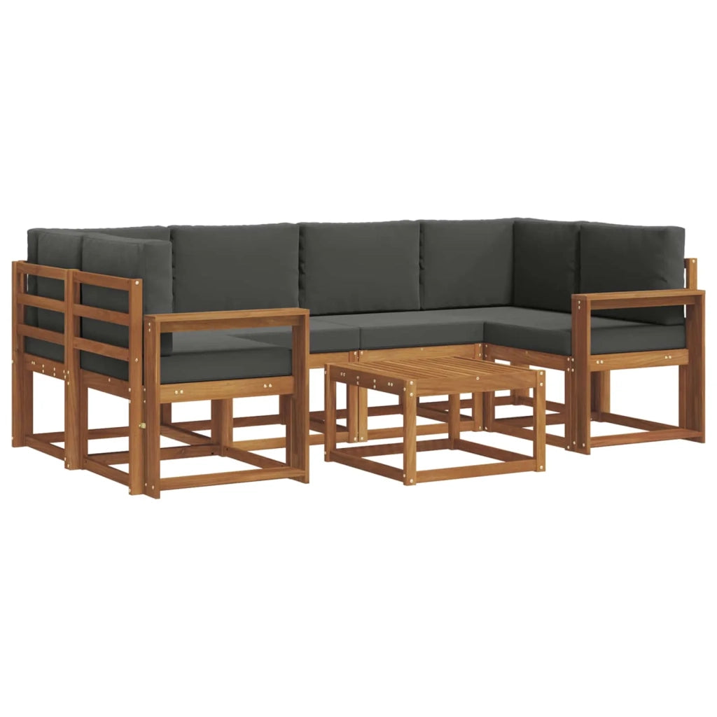 Set di divani da esterno con cuscino 7 pcs Naturale e Antracite 3366085