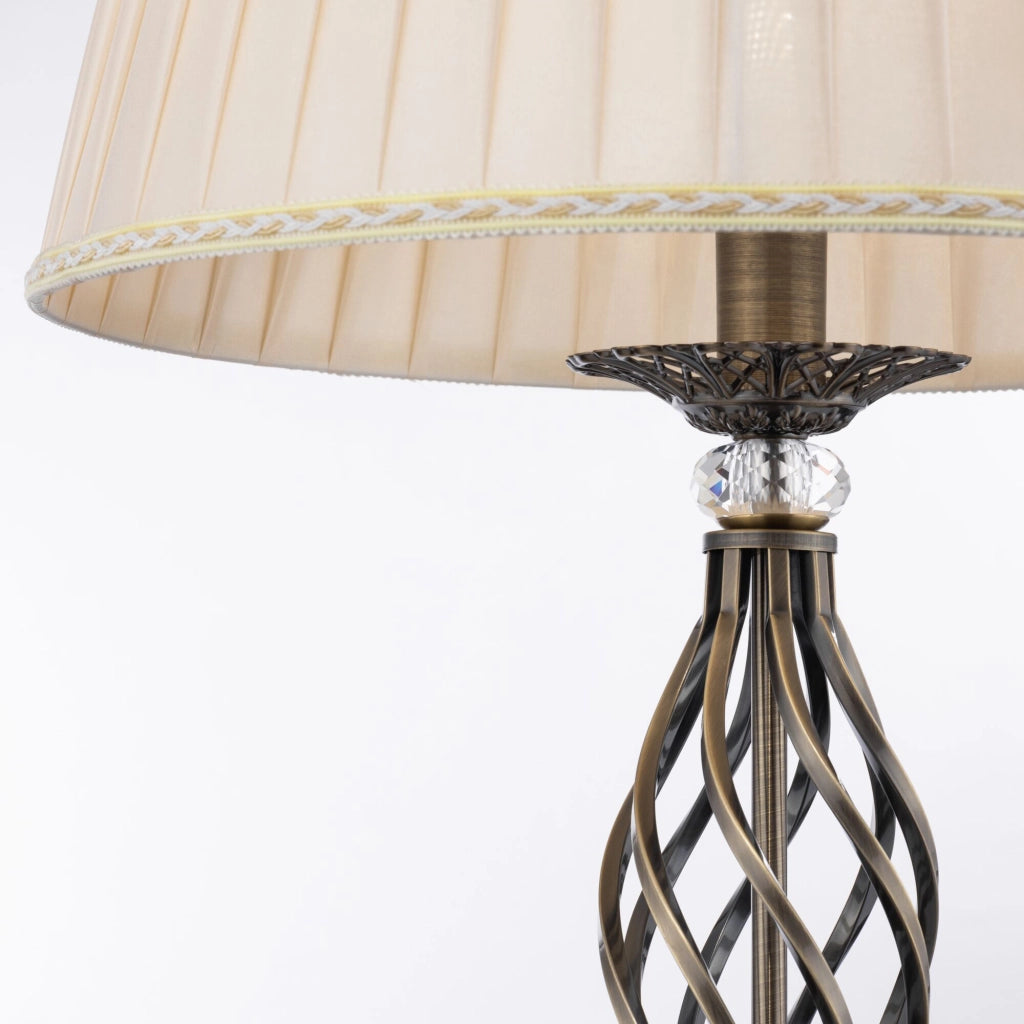 Maytoni Lampada da terra Shabby Chic Grace 1 luce E14 ottone metallo diffusore organza beige