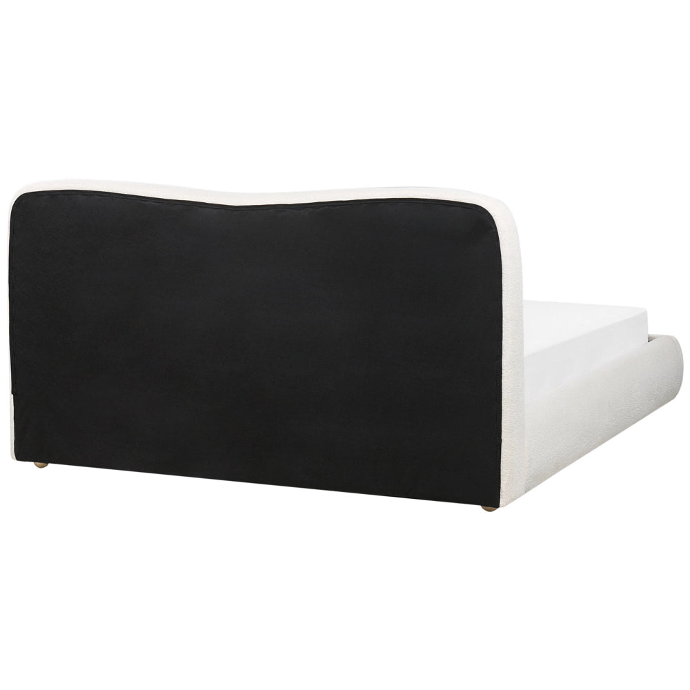 Letto contenitore Bianco Boucle Poliestere Tessuto 160 x 200 cm Design moderno e minimalista