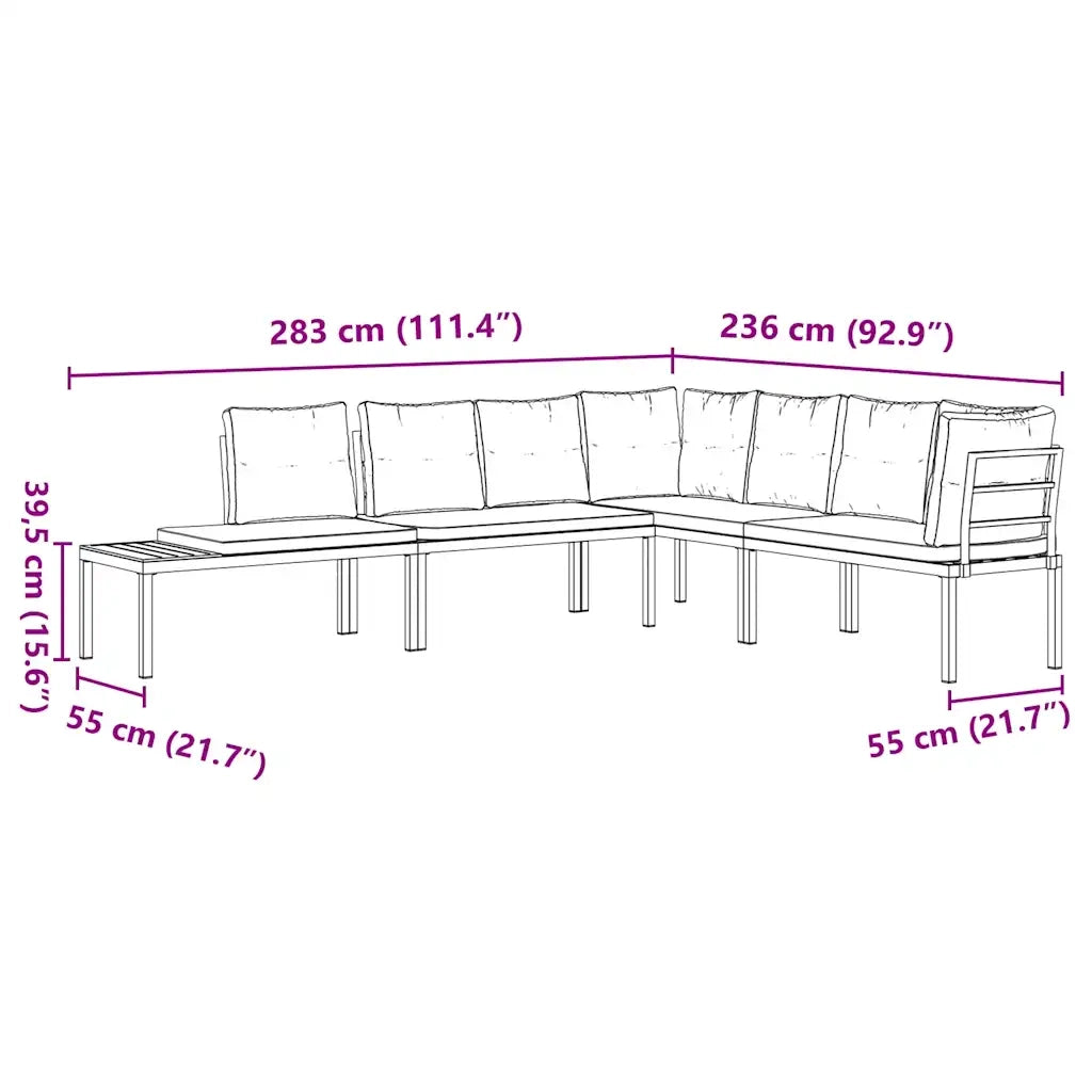 vidaXL Set Panche Giardino Cuscini 4pz Nero Acciaio Verniciato Polvere