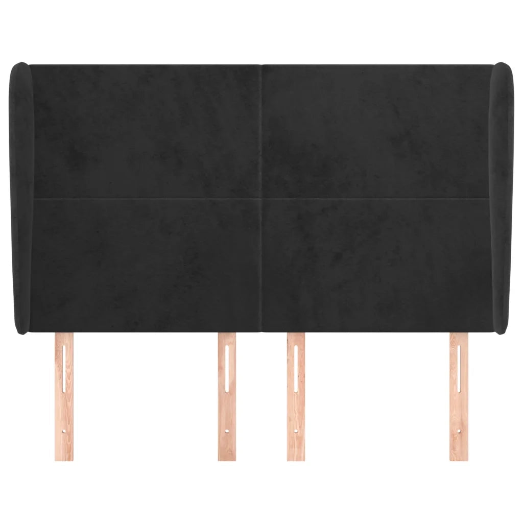 Testiera ad Orecchio Nera 147 x 23 x 118/128 cm in Velluto 3117726