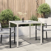 Tavolo Giardino 90x90x75 cm Vetro Temperato e Polyrattan Bianco cod mxl 34279