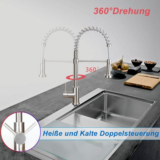 ZMH Rubinetti cucina sabbia nichel per doccia rubinetto girevole estensibile per cucina e bagno