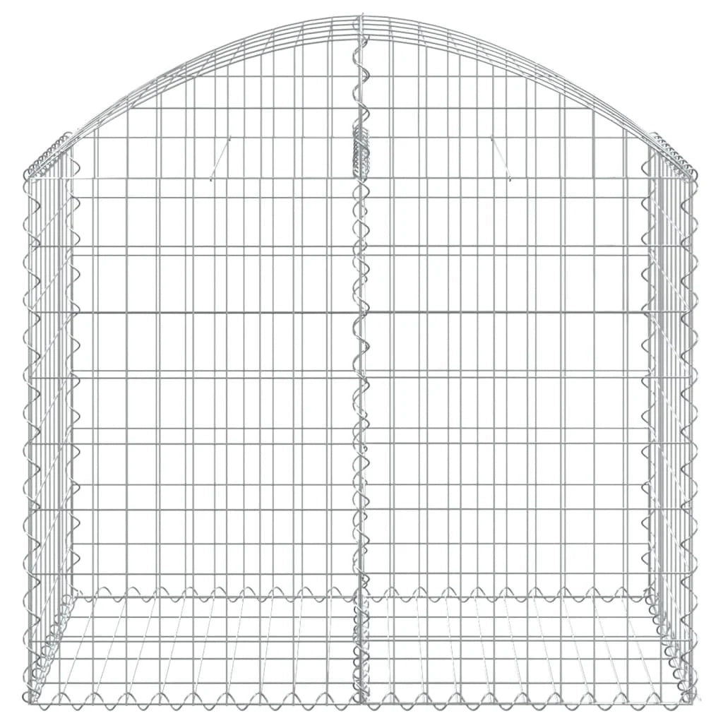 Cesto gabbione recinzione a gabbia muro di contenimento ad arco 100 x 50 x 80/100 cm ferro zincato argento 02_0039969