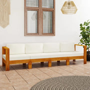 Divano da Giardino 4 Posti Cuscini Bianco Crema Massello Acacia 3057928
