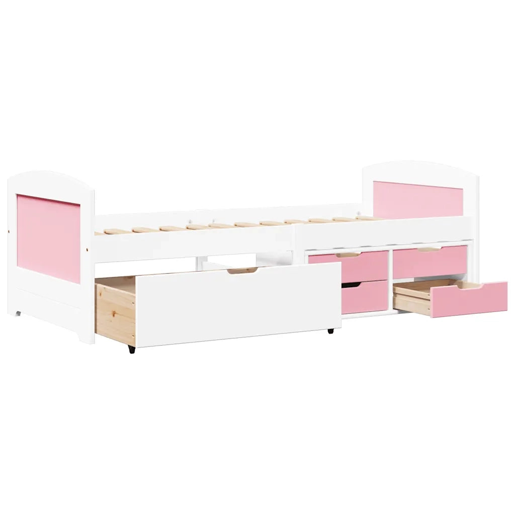 vidaXL Dormeuse 5 Cassetti senza Materasso Bianco&Rosa 90x200 cm IRUN