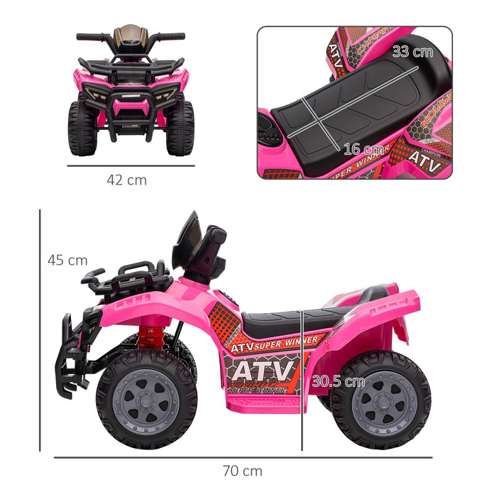 Quad Elettrico per Bambini 18-36 Mesi con Batteria Ricaricabile 6V 70x42x45 cm in Metallo e PP Rosa