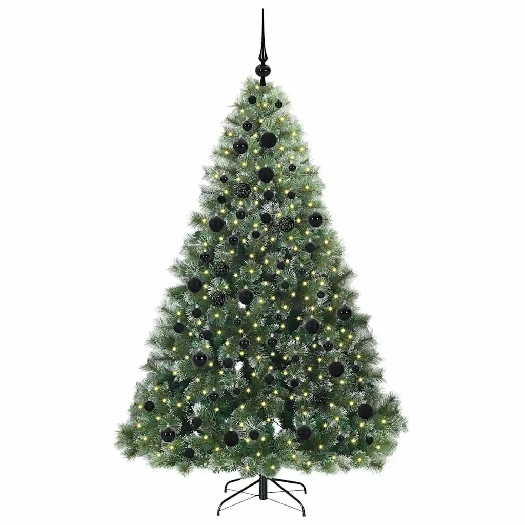 Albero di Natale Artificiale-Albero Natalizio con 300 LED Verde 180 cm PE e PVC 443414