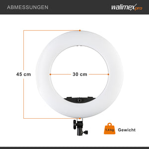 Ring light a LED Rainbow RGB da 60 W con cavalletto fotografico, Luce ad anello per foto e video con supporto smartphone e controllo tramite app