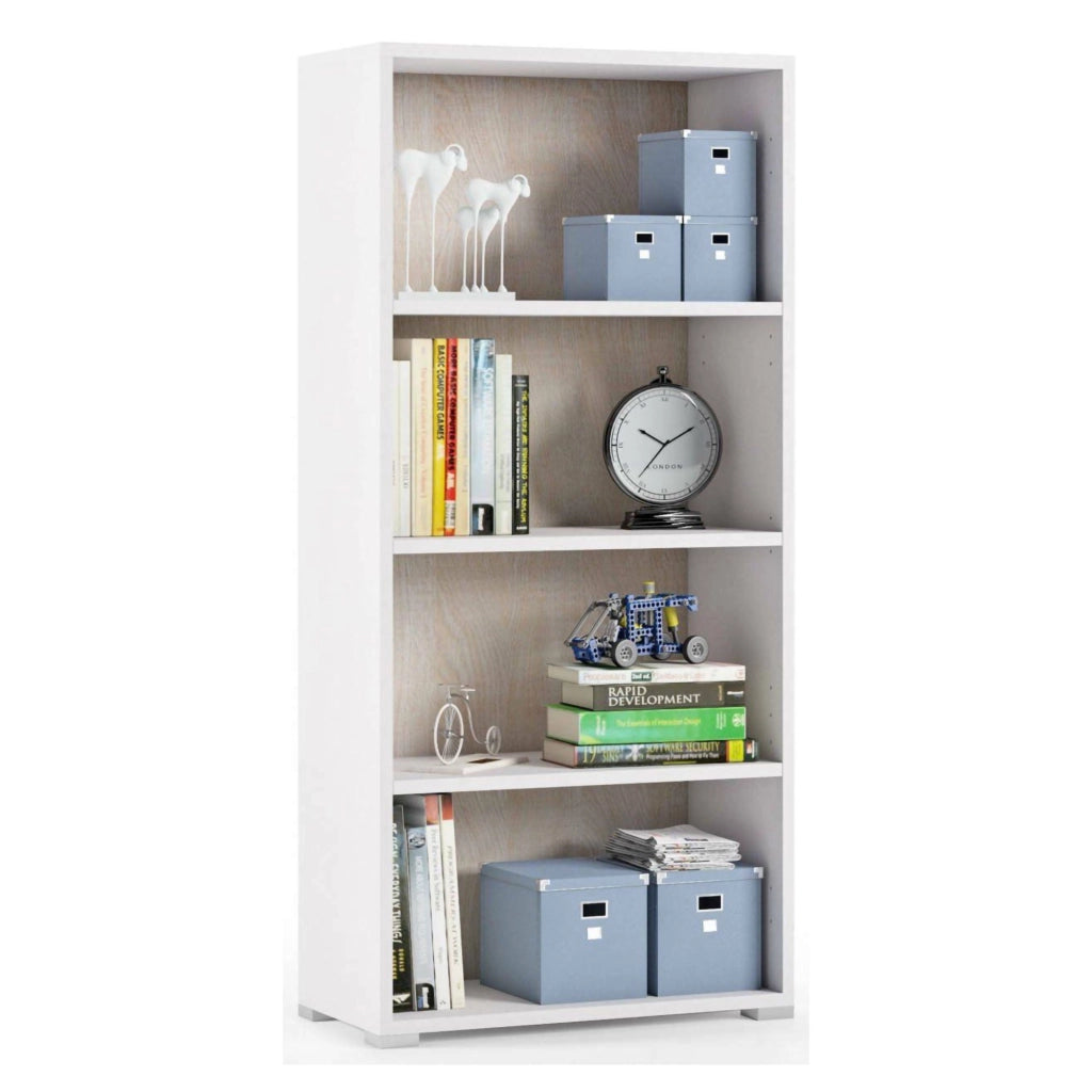 Biblioteca Aky, Libreria 3 Ripiani Made in Italy, 60x30x130h cm Bianco