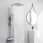 Colonna doccia idromassaggio AICA ITALY con rubinetto termostatico, soffione doccia a pioggia 25x25cm in acciaio inox, cromato lucido