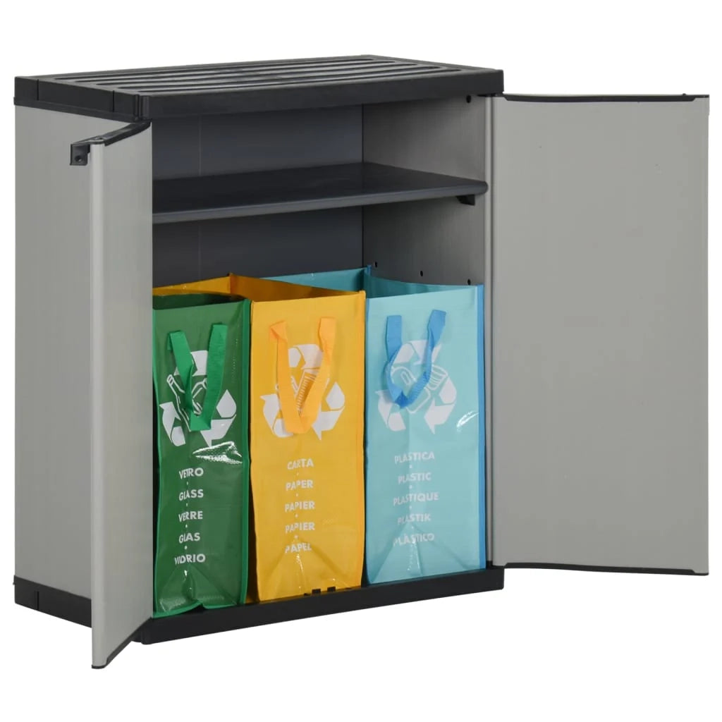Pattumiera per rifiuti da giardino 68 x 40 x 85 cm PP grigio e nero 02_0006035