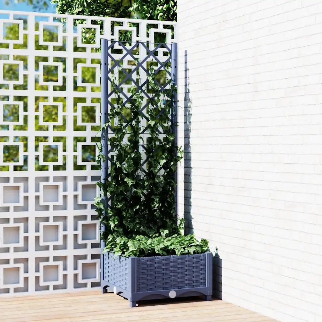 Fioriera da Giardino e Graticcio Grigio Scuro 40x40x121,5 cm PP cod mxl 53298