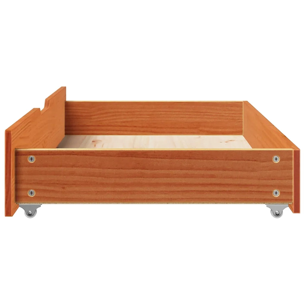 Cassettoni per Letto 2pz Marrone Cera 95x55x17 cm Legno di Pino 850922