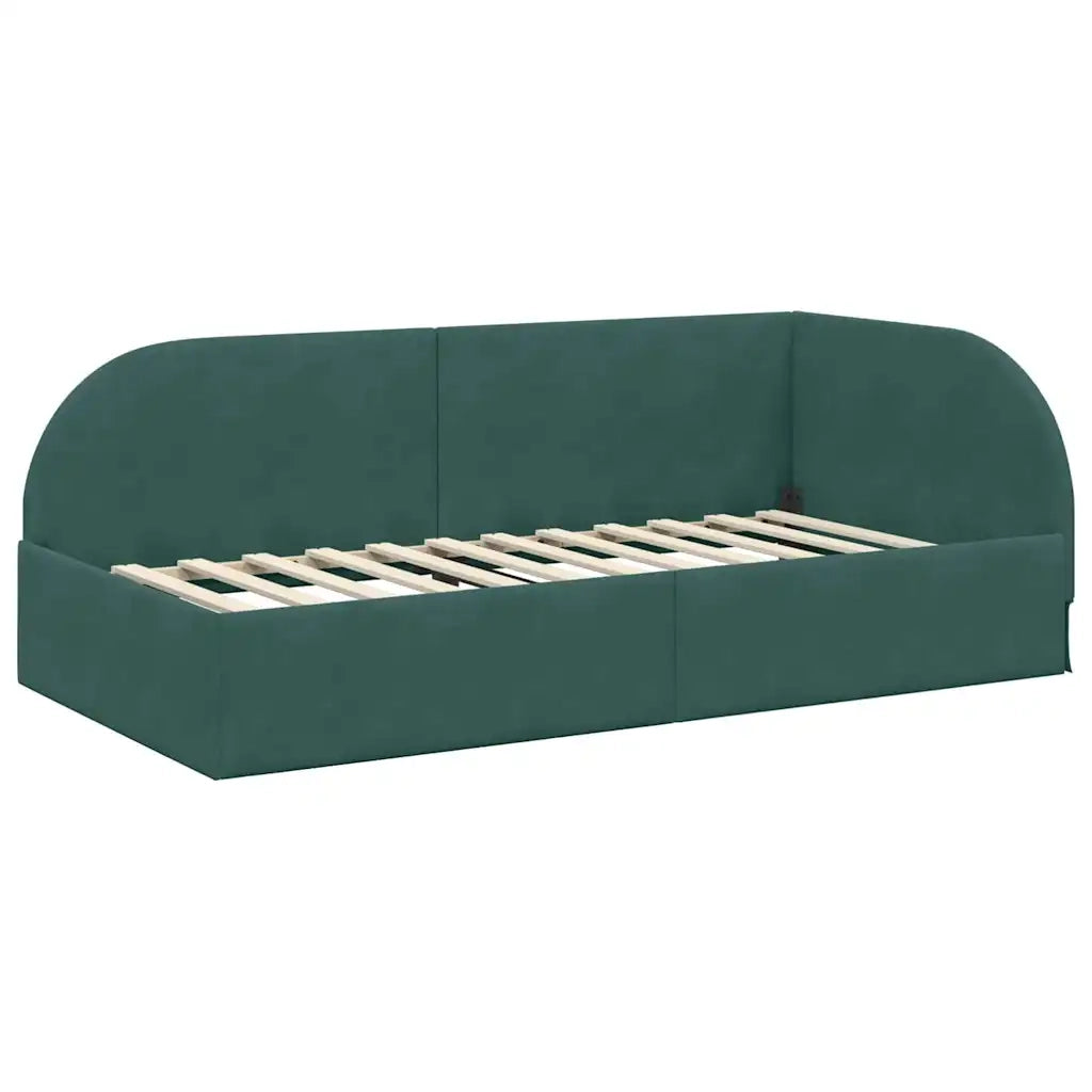 Cornice del letto ad angolo Verde Scuro 80 cm x 200 cm Velluto