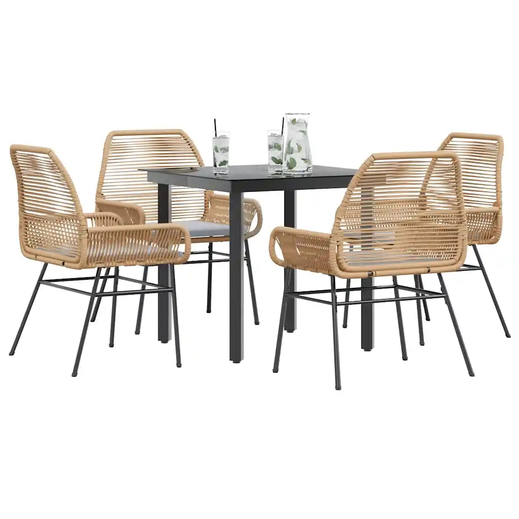 vidaXL Set da Pranzo da Giardino 5pz con Cuscini Polyrattan Vetro