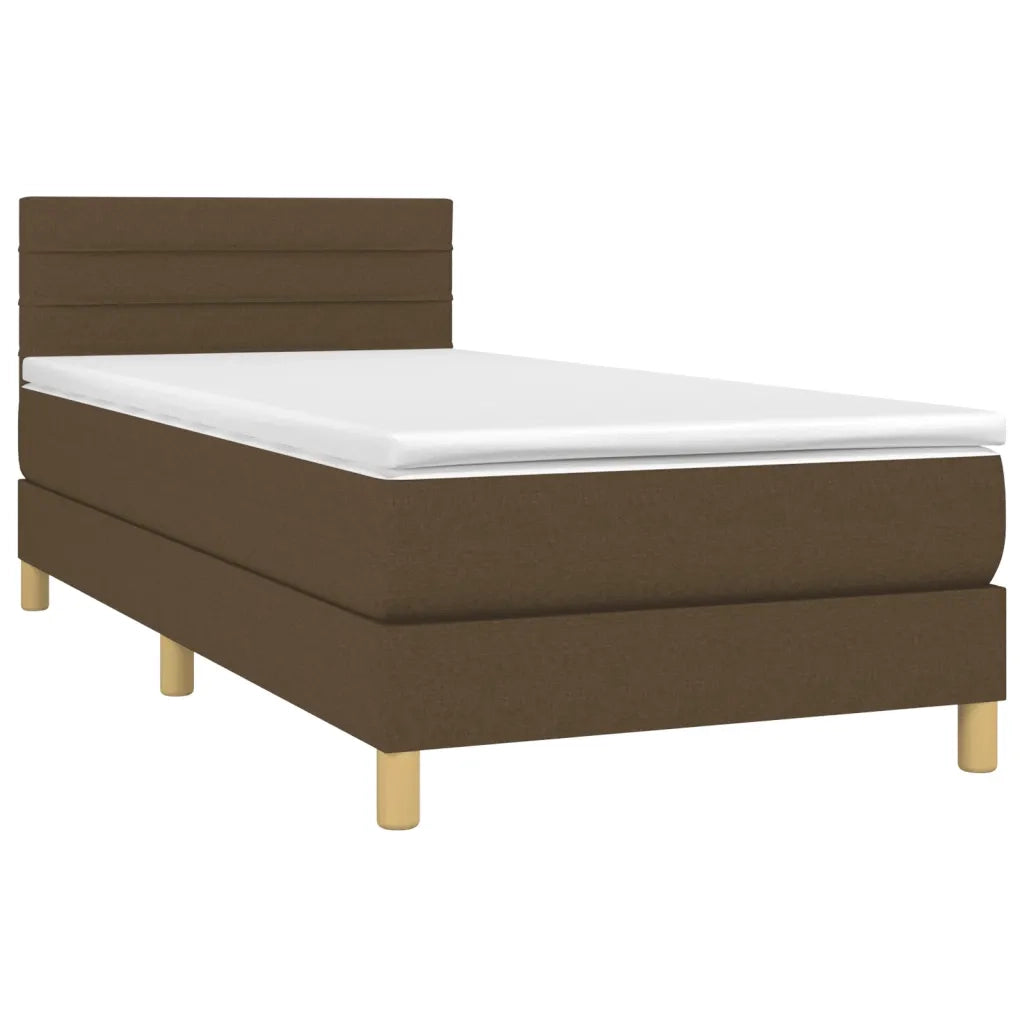Letto a Molle Materasso e LED Marrone Scuro 90x190cm in Tessuto cod mxl 60337