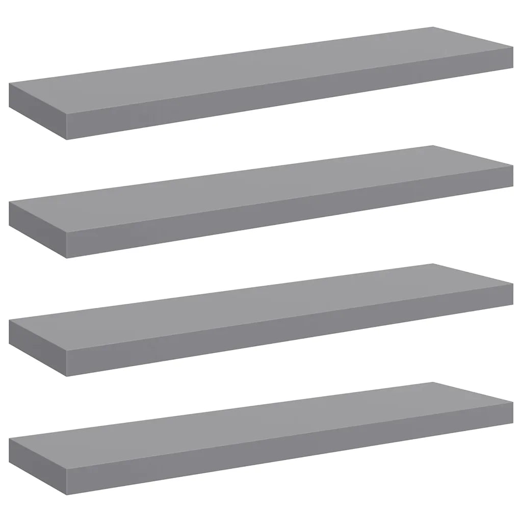 Scaffali a Parete 4 pz Grigi 90x23,5x3,8 cm in MDF 323861
