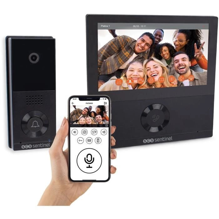 Videocitofono cablato connesso - SCS SENTINEL - VisioWifi - Visione notturna - Nero