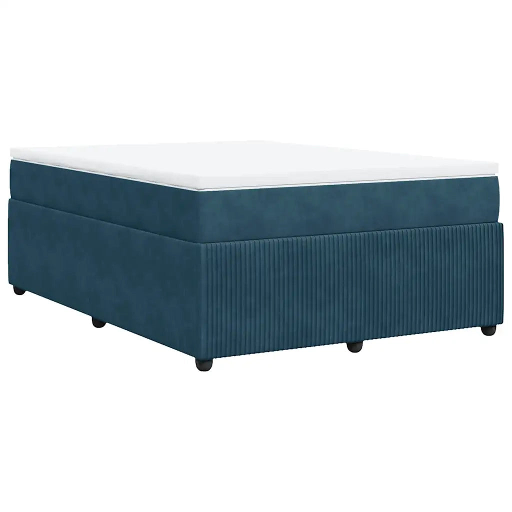 Giroletto a Molle con Materasso Blu Scuro 140x190 cm in Velluto