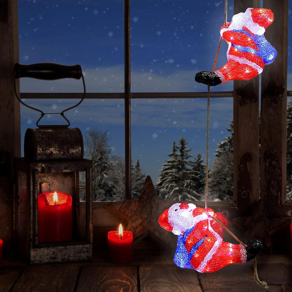 ® LED Figura Acrilica 3x Babbo Natale 30cm Decorazione Natalizia Interno Esterno Festa Natale Balcone Luci Led Deco Design