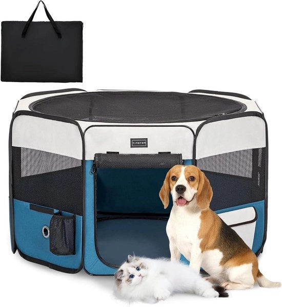 Recinzione per cani pieghevole - recinzione per piccoli animali - grigio/blu - 92 x 84 x 53 cm