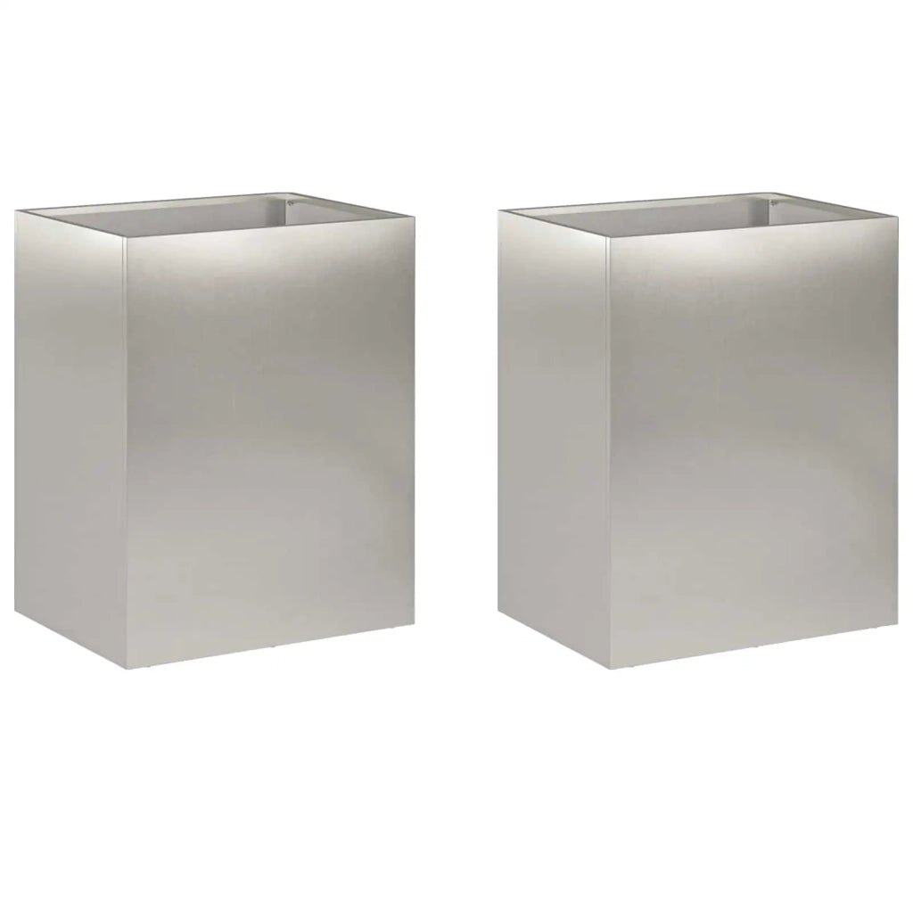 Vaso da giardino 2 pz Argento 40 x 30 x 40 cm Acciaio Inox 8005479