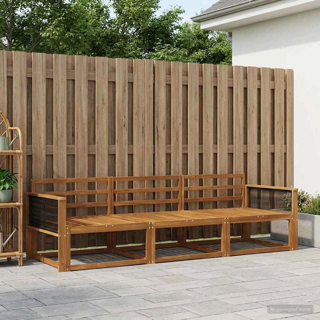 Set di divani da esterno 3 pz Naturale Legno di Acacia Massello 3382302