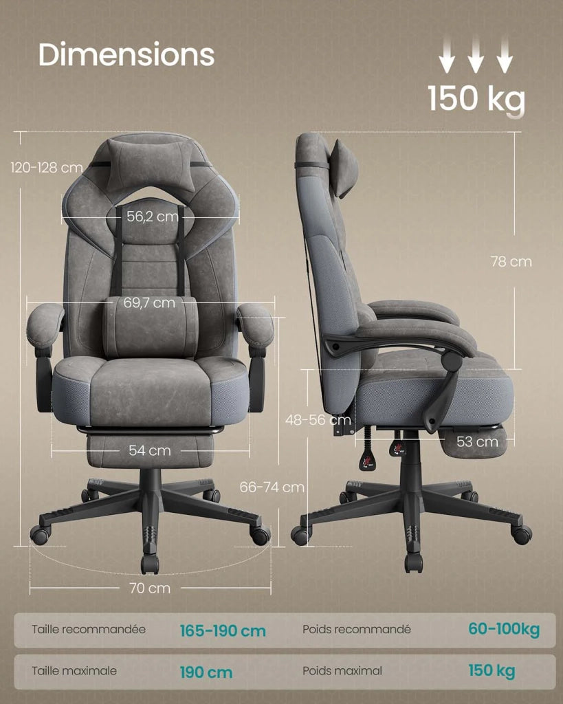 Comoda sedia da ufficio spessore 10 cm altezza regolabile ergonomica grigia 12_0005899