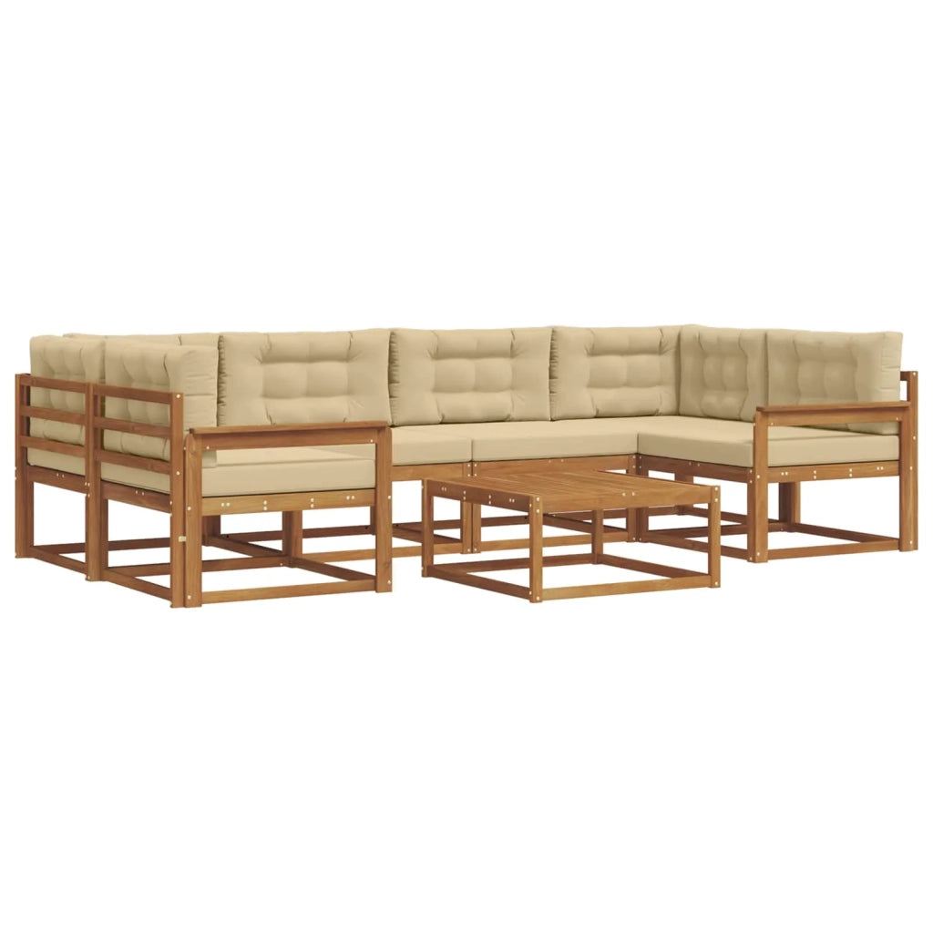 Set di divani da esterno con cuscino 7 pcs Naturale e Beige 3367256