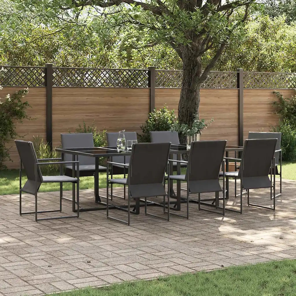 Set da Pranzo per Giardino 9 pcs Nero Acciaio 3335860