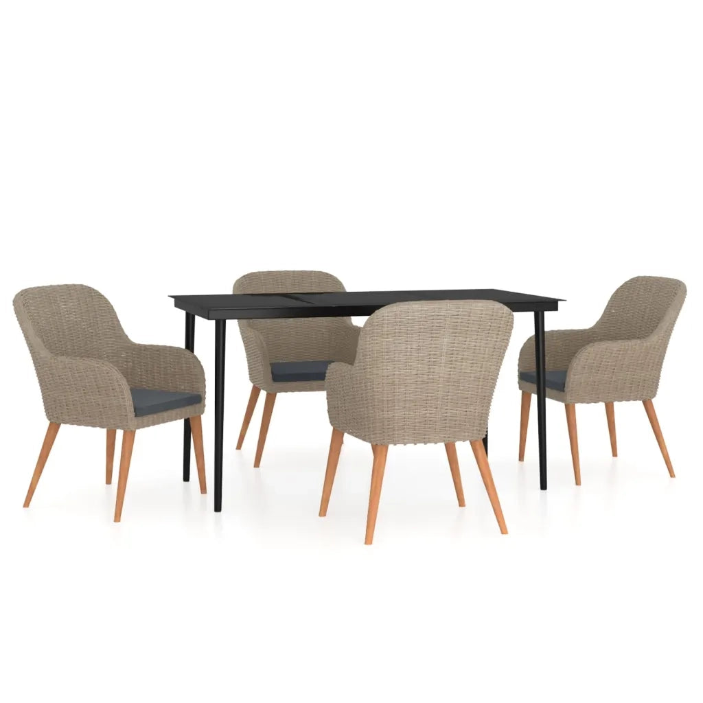 Set da Pranzo per Giardino 5 pz con Cuscini Marrone cod mxl 52005
